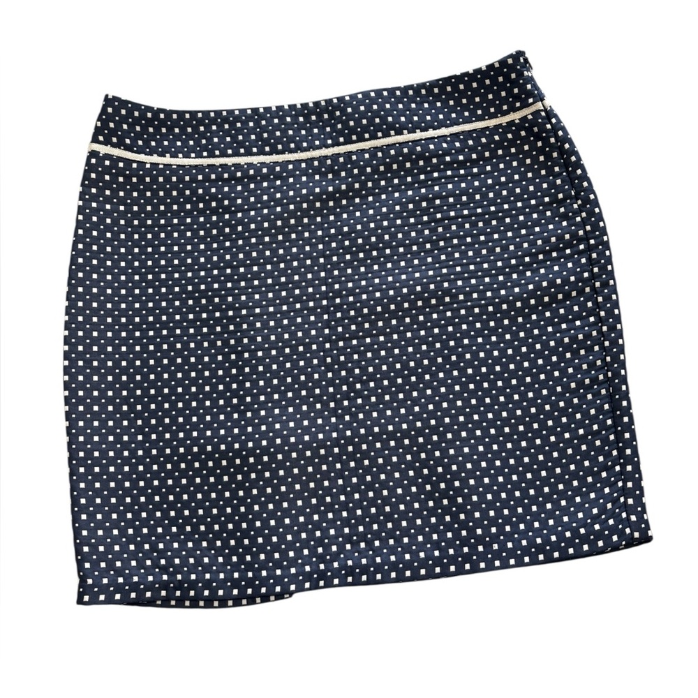 Max Studio Geo Print Mini Skirt 6 Navy White Business Office Professional Wear